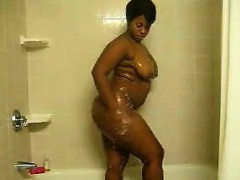 Ebony BBW Washing Her Body In The Shower