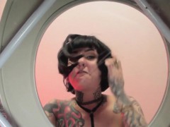 Inked pierced femdom humiliates toiletsub