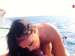 German amateur outdoor sex on a boat with big tits slut
