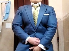 Str8 Daddy Jerking Off In Suit