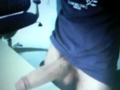 thick huge cock show on desk