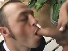 Blonde Shemale Smokes And Gets A Blowjob