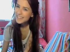 Sexy petite teen plays with her tight pussy on webcam